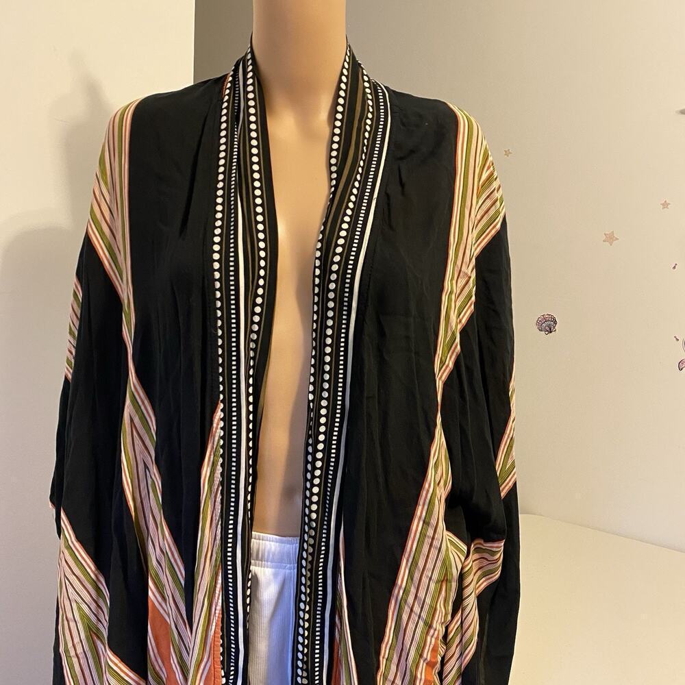 Open Front Top Kimono OneSize FitMost Womens Lagenlook Layer Cover Up Multicolor - Picture 6 of 9